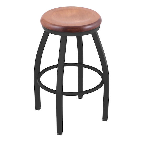 36" Swivel X-Tall Bar Stool, Pewter Finish, Med Maple Seat